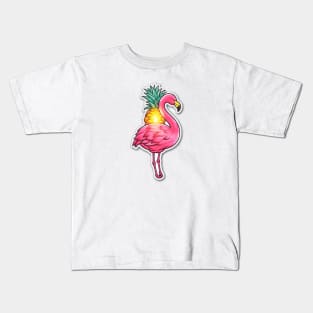 Flamingo with Pineapple Art Kids T-Shirt